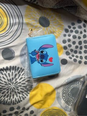 Blue Stitch Zip Wallet for Kids - Cartoon Character Design